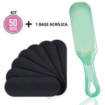 50 Lixas P/ Pés Refil Descartável + 1 Base Suporte Acrílico