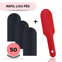 50 Lixas para Pés Refil Descartável + 1 Base Suporte Anatômica