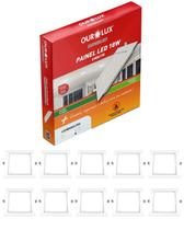 50 Luminária Plafon Led Embutir 18w 6500k Quadrada Ourolux 110v/220v