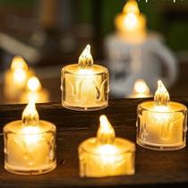 50 Luminária Vela De Led de Acrílico Luz Eletrônica 5cm Decorativa Para Festa Casamento