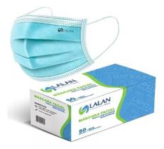 50 Mascara Cirurgica Tripla Lalan Descartavel Azul