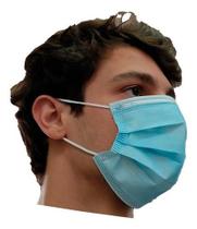 50 Máscara Descartável Azul Tripla Camada Proteção Meltblown