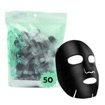50 Máscaras Desidratadas Preta Facial de Carbono e Bambu
