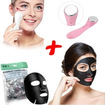 50 Máscaras Facial Desidratada Limpeza Facial + Massageador Ultrassonico Iontoforese