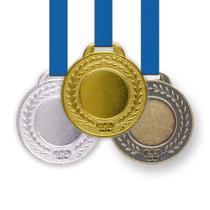 50 Medalhas Metal 35mm Lisa - Ouro Prata Bronze - Gedeval