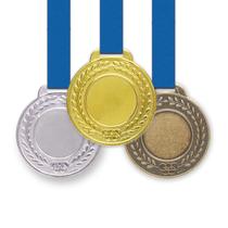 50 Medalhas Metal 44mm Lisa - Ouro Prata Bronze