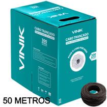 50 Metros Cabo De Rede Cftv Alarme Cat5 4 Pares Preto U/utp