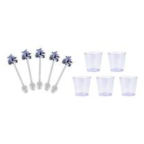 50 Mini Colheres Vampirina + 50 copinhos transparente 25 ml