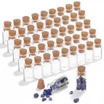 50 Mini Garrafas de Vidro 1,5ml com Rolhas Para Decoração e Festas