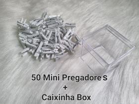 50 Mini Prendedores De Plástico Para Fotos/ Branco + Caixinha Box