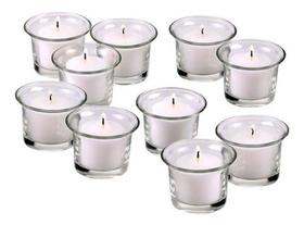 50 Mini Velas Rechauds Copo Porta Velas Vidro 7Hrs 50 Mini Velas Rechauds Copo Porta Velas Vidro 7Hrs