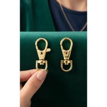 50 Mosquetões Dourados 32mm Fecho Garra C/ Gancho