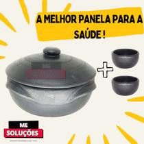 50% Off - Panela De Barro Preto Capixaba - 5 Litros + 2 cumbucas de 500 ml para pirão,caldos,farofa
