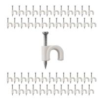 50 Pacotes Com Fixadores De Fios E Cabos Paralelos Coaxial Branco 10mm 2500un Atacado