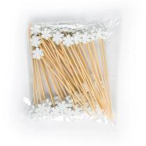 50 Palitos de Bambu para Coquetéis de Natal - Papai Noel, Floco de Neve e Árvore