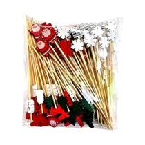 50 Palitos De Dente Descartáveis De Bambu Com Tema Papai Noel E Árvore De Natal Para Decoração De