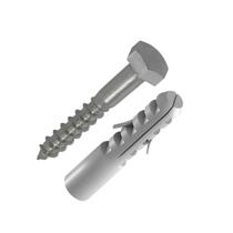 50 Parafusos Sextavado Soberbo Inox 1/4x55 + Buchas Nylon 10mm 50 Parafusos Sextavado Soberbo Inox 1/4x55 + Buchas Nylon 10mm