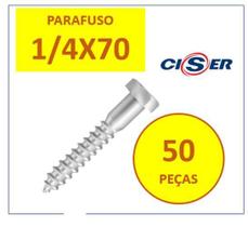 50 Pçs Parafuso Sextavado Rosca Soberba 1/4X70