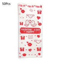 50 Pcs Valentine Celofane Bags Cookie Treat Bag Heart Clear Plastic Candy Bags Party Favor Gifts Goodies Bags for Gift - Love chicks