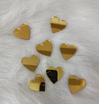 50 peças de apliques em forma de coração em acrílico dourado Espelhado 50 peças de apliques em forma de coração em acrílico dourado Espelhado
