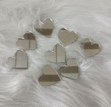 50 peças de apliques em forma de coração em acrílico prata espelhado 50 peças de apliques em forma de coração em acrílico prata espelhado