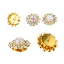 50 Peças De Contas De Strass Florais Douradas Com Pérolas, Com Base De Garra, Para Broches, Botões,