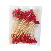 50 Peças De Palitos De Coquetel De Natal Em Bambu, Papai Noel, Floco De Neve, Árvore, Palitos De