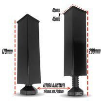 50 Peças de Pés Para Armário de Cozinha Itatiaia Preto Altura Regulável 17cm até 20cm Gabinete Pia