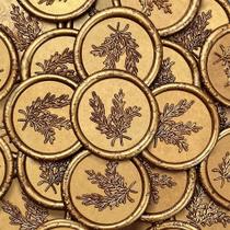 50 Pegatinas de Sello de Cera WADKOOTO, 3 cm, Impermeables, Oro Antiguo