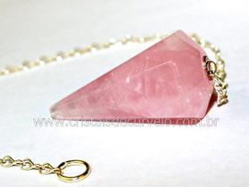 50 Pêndulos de Quartzo Rosa Comum - Pedra Natural Lapidação Facetada - Atacado