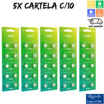 50 Pilha Bateria LR41 AG3 5 Cartelas c/ 10 Baterias Energy Elgin