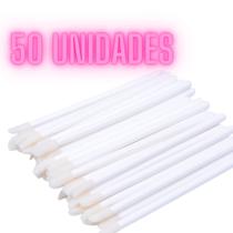 50 Pinceis Aplicadores descartáveis de batom gloss Branco