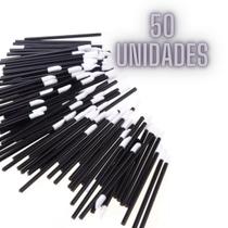 50 Pincel Aplicador de Batom e Gloss Descartável preto