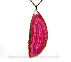 50 Pingentes de Chapa de Ágata Rosa Envolto em Dourado para Atacado