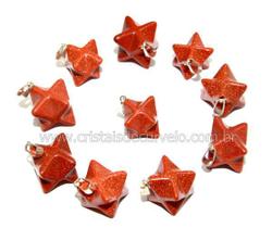 50 Pingentes Merkaba de Pedra do Sol em Atacado com Pino Prateado - PM6757 50 Pingentes Merkaba de Pedra do Sol em Atacado com Pino Prateado - PM6757