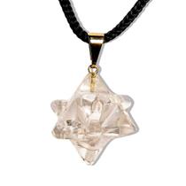 50 Pingentes Merkaba de Quartzo Fumê com Pino Dourado - Atacado