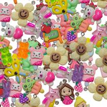 50 Pingentes Para Fazer Pulseiras Colar Brincos Variadas Pingente de Princesa Flor Ursinho Bichinhos