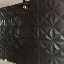 50 Placas 3D PVC Revestimento De Parede Decorativa Estrelar 25Cm Preto