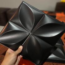 50 Placas 3D PVC Revestimento De Parede Decorativa Pétalas 25Cm Preto