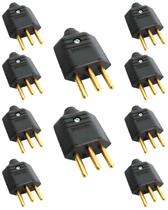 50 Plugue Macho 3 Pinos 10 A 2P+T MarGirius Preto