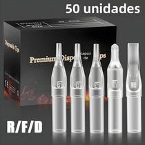 50 Pontas de Agulha para Tatuagem Descartáveis e Esterilizadas - Tubo de Plástico Transparente