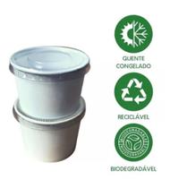 50 pote Biodegradável de papel ideal para Açaí/sorvete com tampa de 50 ml