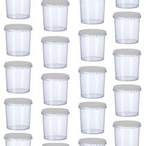 50 Potes Para Alimentos 500ML Transparente Com Tampa 11x9,5