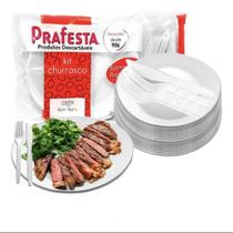 50 Pratos 50 Garfos E 50 Facas Kit Churrasco Para 50 Pessoas