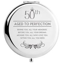 50 Presentes de aniversário para mulheres esposa Mãe engraçado espelho compacto, 50 anos de idade presentes para amigos espelho de maquiagem feminino (50 º aniversário)