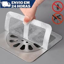 50 Protetor Filtro de Ralo Autoadesivo Proteção Contra Baratas Mosquitos e Cabelos na Tubulação