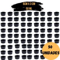 50 Ramekins Mini Plástico 50ml Potinho Dorama Ramequim Ramecan branco preto e vermelho