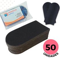 50 Refil Lixas Adesivas para Pés Pedicure Descartável Preta Base reta