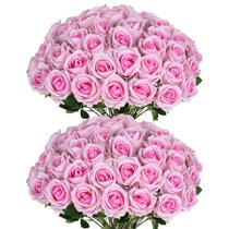 50 Rosas de Seda Artificial Jefuzh en Color Rosa con Tallos 50 Rosas de Seda Artificial Jefuzh en Color Rosa con Tallos