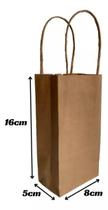 50 Sacola Papel Kraft 8x5x16cm Semi Joias Acessórios Loja Presente Festa Doce Lembrancinha